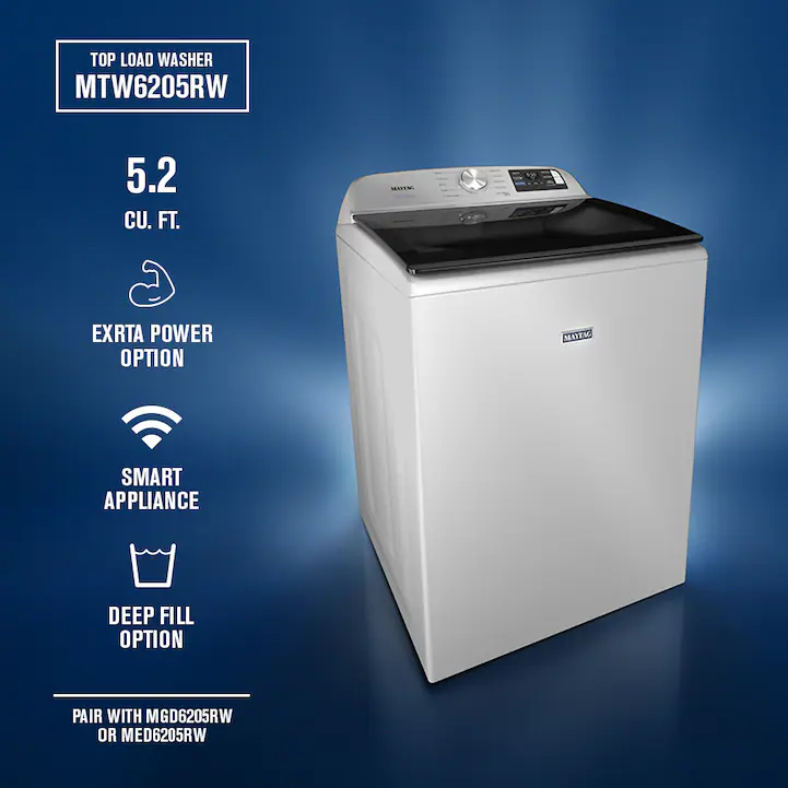 5.2 cu. ft. top load agitator washer with extra power and smart appliance 5.2 cu. ft. top load agitator washer with extra power and smart appliance