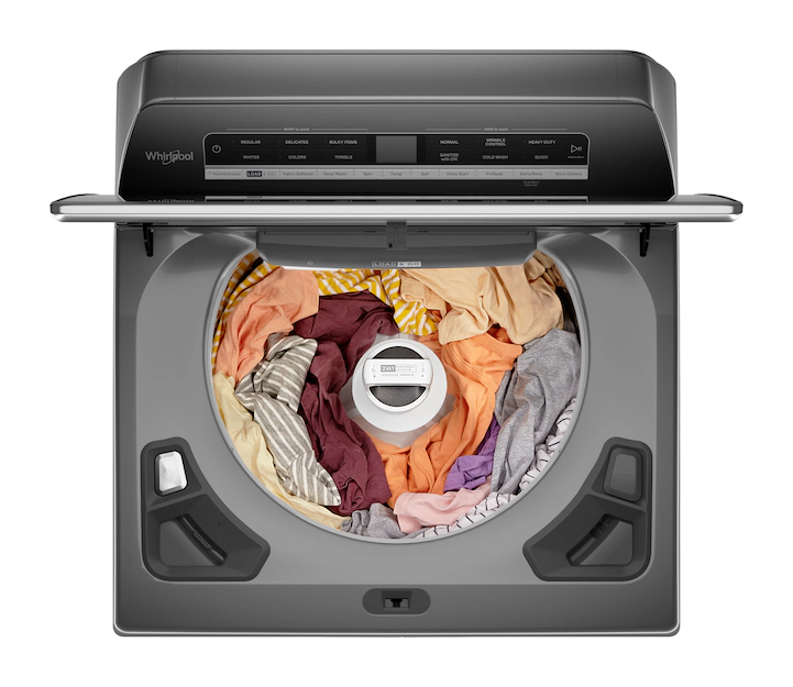 whirlpool smart capable w/load and go 5.3 cu ft high efficiency impeller and agitator smart top load washer (chrome shadow) energy star whirlpool smart capable w/load and go 5.3 cu ft high efficiency impeller and agitator smart top load washer (chrome shadow) energy star