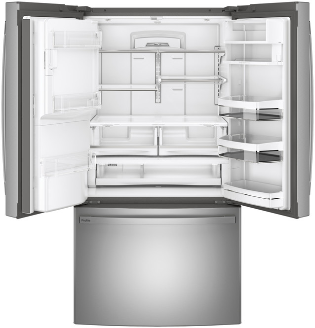 ge profile™ energy star® 27.7 cu. ft. fingerprint resistant french door refrigerator with hands free autofill ge profile™ energy star® 27.7 cu. ft. fingerprint resistant french door refrigerator with hands free autofill