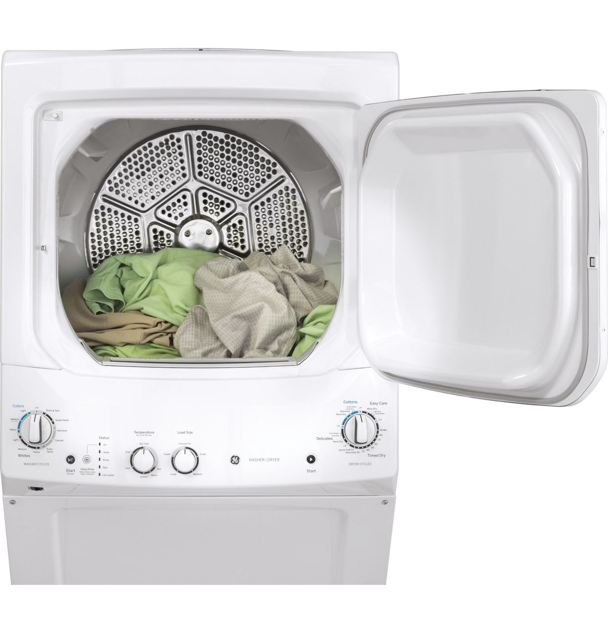 ge unitized spacemaker® 3.8 cu. ft. capacity washer and 5.9 cu. ft. capacity electric dryer ge unitized spacemaker® 3.8 cu. ft. capacity washer and 5.9 cu. ft. capacity electric dryer